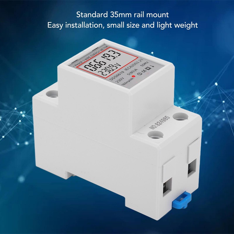 LCD Digital Electricity Meter Single Phase 2 Pin DIN Rail