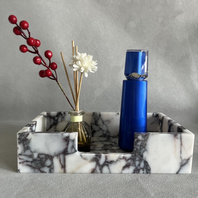 SAIDKOCC Natural Travertine Napkin Holder 9.8"x5.7"x2.4", Rectangle Guest Towel Dispenser