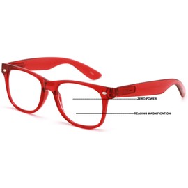 V.W.E. Progressive Reading Glasses No Line Clear on Top Bifocals Reader - Comfortable Classic Design (Red, 2.00, x)