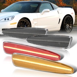 AJP Distributors Replacement Upgrade 4pc Front Amber + Rear Red LED Bumper Fender Side Markers Lights Lamps Housing Assembly Set For Corvette C6 Z06 2005 2006 2007 2008 2009 2010 2011 2012 2013 Chevy
