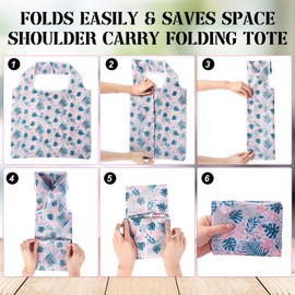 Eccliy 24 Pieces Reusable Grocery Bags Polyester Shopping Bags for Groceries Multi Colors Reusable Foldable Shopping Tote(Flower Style)