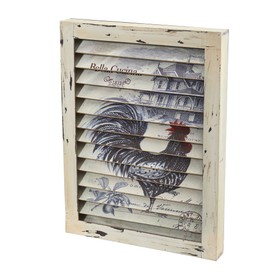 Nearly Natural 7025 Rooster Window Shutter Wall Decor Cream