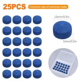 CoguZed 25 Pieces Pool Cue Tips Precision 13mm Billiard Stick Tips for Enhanced Play, Performance Cue Stick Tips for Pool & Snooker, Complete with Storage Box, blue