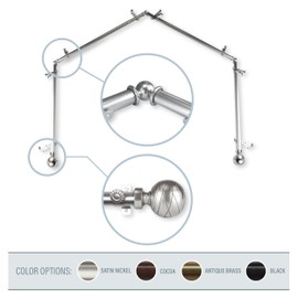 A&F Rod DÃ©cor - Ferero 13/16" 4-Sided Bay Window Curtain Rod 28-48 inch (Each Side) - Satin Nickel