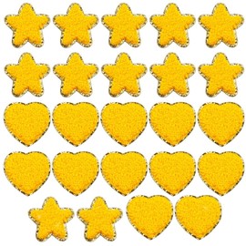 24 parches de felpilla con estrellas, bonitos parches para planchar para ropa, parches bordados de tela de corazón para mujer, mochila, sombrero, chamarra, jeans apliques decorativos (corazón +
