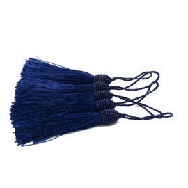20pcs 15.5cm/6 Inches Silky Floss bookmark Tassels with 2-Inch Cord Loop and Small Chinese Knot for Jewelry Making, Souvenir, Bookmarks, DIY Craft Accessory (Dark Blue)