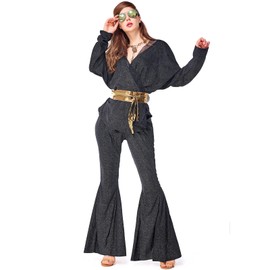 BEDJIMI Womens 70s Costume Disco Dazzler Fashion Costumes Disco Doll Outfits Vintage Hippie Cosplay Set
