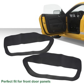 GRAND ORANGE 2pcs Leather Door Panel Insert Card Cover Kit Compatible with 2005-2009 Ford Mustang (Black)