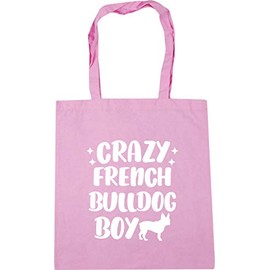Hippowarehouse Crazy french bulldog boy - dog Tote Shopping Gym Beach Bag 42cm x38cm, 10 litres