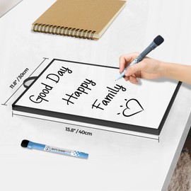 Small Dry Erase Whiteboard for Wall, 16" x 12" Hanging White Board with Handle, Portable Aluminum Frame Magnetic Surface Hang Message Memo Board & 2 Markers for Office Home Kitchen Dorm School
