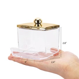 Tbestmax Qtip Holder Dispenser Clear Bathroom Organizer Accessories Decor for Storage-Qtips Cotton Ball Holder - Gold