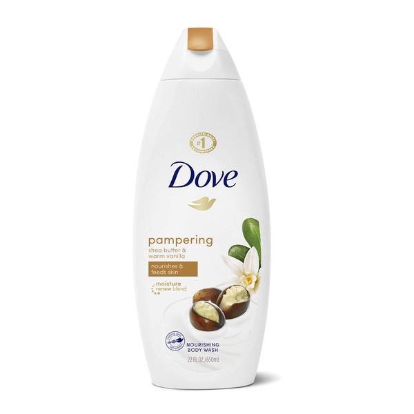 Dove Purely Pampering Body Wash 100% Gentle Cleansers, Sulfate Free Shea Butter with Warm Vanilla Sulfate Free Moisturizing Bodywash 22 oz