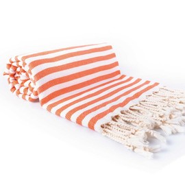 Hencely Striped Turkish Beach Towels Oversized 37x71 100% Cotton Sand Free Large Light Travel Quick Drying Bath Towel Ultra Absorbent Pool Towel for Men Women Kids Beach Accessories Gift (Coral)