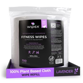 Wipex Plant Based Gym Wipes Refill, 700 Count, 8"x8" Fitness Equipment Wipes with Cleaning Vinegar and Lavender Essential Oil for Yoga Mat Cleaner, Fits Dispensers, 700 Count Plant-Based (Pack of 1)