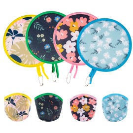 HDBHBH 4Pcs Floral Round Foldable Hand Fan - Japanese Style Handheld Foldable Compact Cooling Fans for Outdoor Games, Xmas Decoration, Festival, Party Favors,Travel