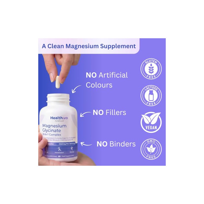 Magnesium Glycinate 3-in-1 Complex, 240 Capsules, UK Made