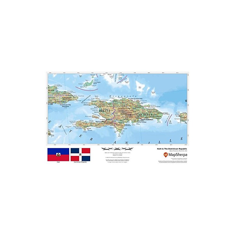 Haiti & The Dominican Republic - 17" x 11" Laminated
