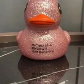 Glitter Rubber Duck - Large Squeaking Decorative Duck for Stress Relief and Home Decor with Unique Glitter Design with Company Logo! (Reference in 2nd image) - Color: Orange