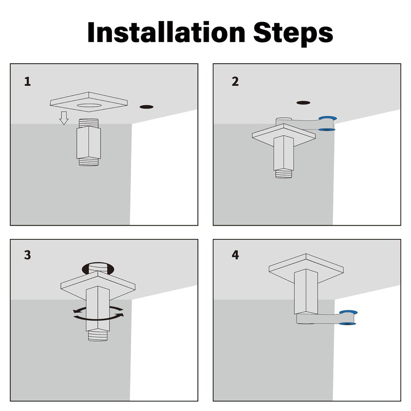 Straight Shower Arm with Flange, Ceiling Mount 3 Inches Rain