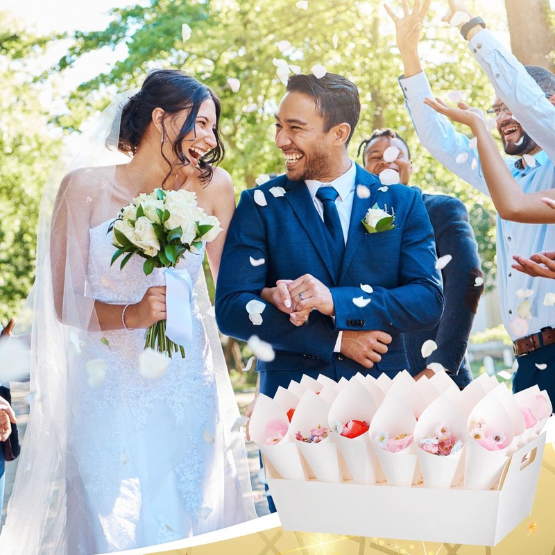 6 Set Wedding Confetti Cone Holder Box Each Includes 30