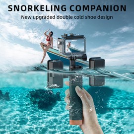 Coyktonty Camera Buoyancy Grip for Gopro Hero 13 12 11 10 9 8 /Insta360 Ace pro/Action 5 Pro/4 3 with 1/4 Threaded Hole and Two Cold Shoe Slots, connectable Tripod Selfie Stick Microphone Fill Light