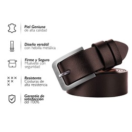 Vedicci Cinturon para caballero de piel genuina con sistema de cierre clásico. Cinturon para hombre para uso casual y formal. Cinturon para caballero. Belt Men. Royal (Café, S-M)