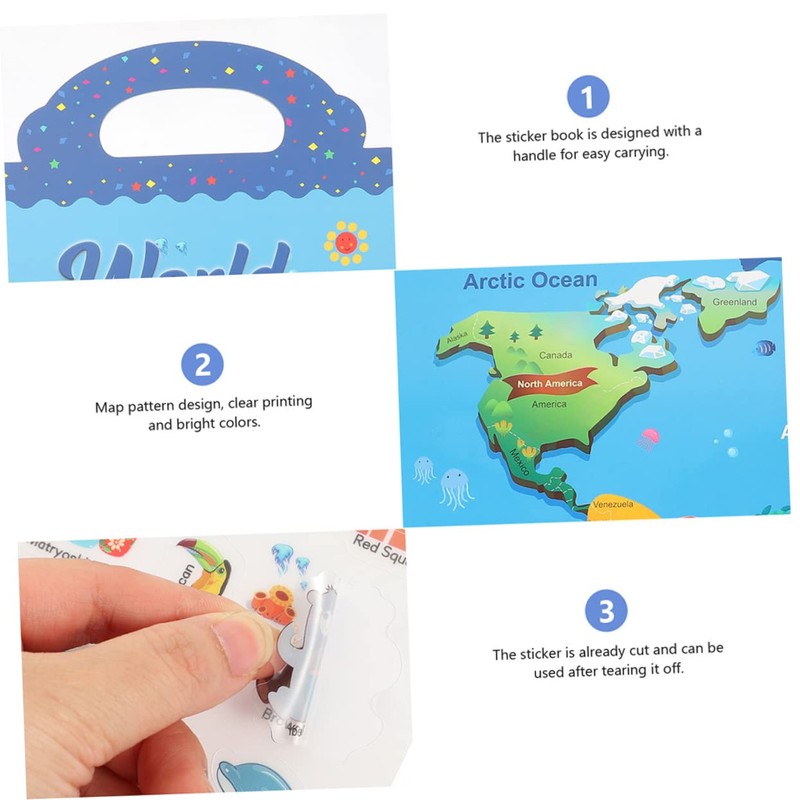 Kisangel Sticker Books Reusable Map Sticker Playthings for Fun Educational