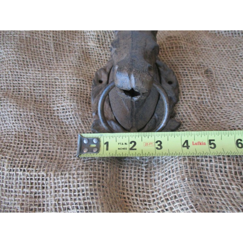 Large CAST IRON Horse Head Ring Hitching Post Barn Holder