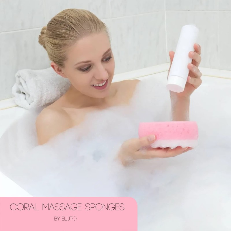 Bath Massage Sponge for Adults - Exfoliating Body Shower Scrubber