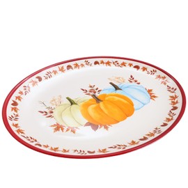 WorldBazaar Fall Pumpkin Platter Reusable Melamine Turkey Serving Tray 12 x 16 Large Thanksgiving Oval Plate Gift Servware Food Container