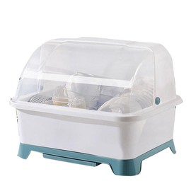 Covered Dish Drying Rack, Dust Proof Kitchen Storage Dish Drainer Caddy Box for Restaurant Kitchen Home