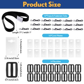 Treela 48 Pcs Pool Solar Cover Reel Attachment Straps Kit Cover Reel Straps Solar Blanket Straps Kit for Inground Swimming Pool Including 16 Straps with Tabs, 16 Cord Plates, 16 Buckles