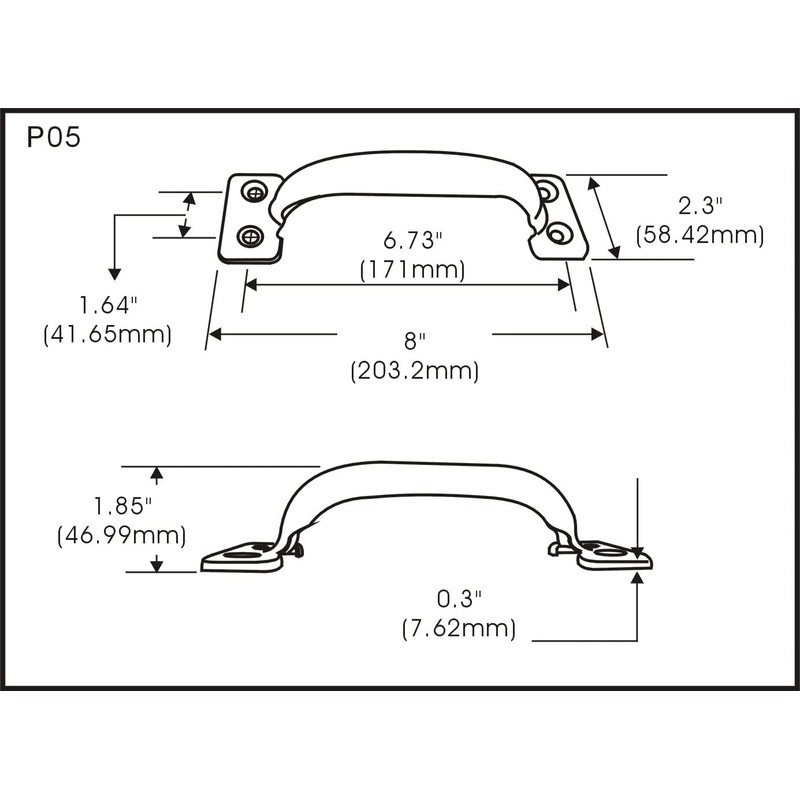 QCAA Garage Door Pull Handle, 8", Steel, Black Coated, Made
