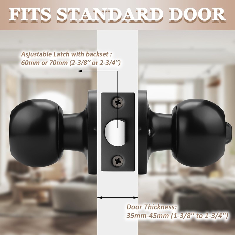 Probrico 6 Pack Black Door Locks with Key, Exterior Door