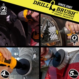 Interior Car Detailing Drill Brush Set - Soft Bristle Power Scrubber Attachments for Cleaning Car, Truck, Upholstery, Carpet, Leather, Seats, Wheels, Rims, Dash, Console, & Trim - Nylon Auto Scrubber