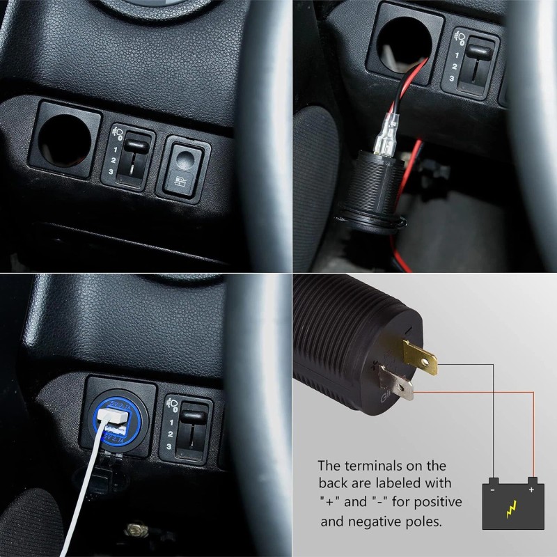 Ginsco Dual Usb Car Charger Adapter 12V 4.2A With Inline