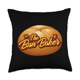 Delicious And Healthy Buns Funny Maker Bread Making Baking Buns Throw Pillow, 18x18, Multicolor
