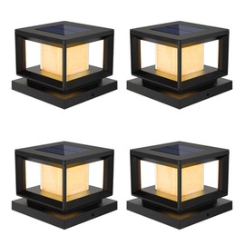 Mlambert 4 Pack Solar Post Lights Outdoor, Waterproof Fence Cap Lights for Deck, 4x4 5x5 6x6 Wooden Vinyl Outdoor Lights with Shinning Effect, Black