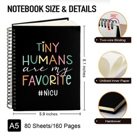 Msticey Tiny Human Are My Favorite 160 Blank Pages Hardcover Spiral Notebook, Birthday Appreciate Gifts for Peds Nurse NICU Crew Labor and Delivery L&D Nurse, Graduation Gifts for NICU Nursing Student