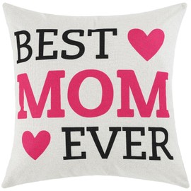 MADIZZ Best MOM Ever Throw Pillow Cover Gift Idea for Mother 18 x 18 Inch, Birthday for Mom