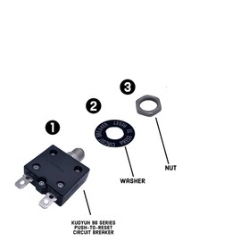 Thermal Circuit Breaker 4A 125/250VAC 32VDC 98 Series Push-Button-to-Reset Thermal Overload Circuit Breaker with Plug-in Quick Connect Terminals KUOYUH 98 Series