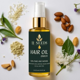 11 Seeds ENRICHI Hair Oil – Hair Heat Protectant for Frizz Control, Adds Shine, Helps Reduce Dryness and Appearance of Split Ends, Color Safe Formula, Natural Blend for All Hair Types - Silicone Free