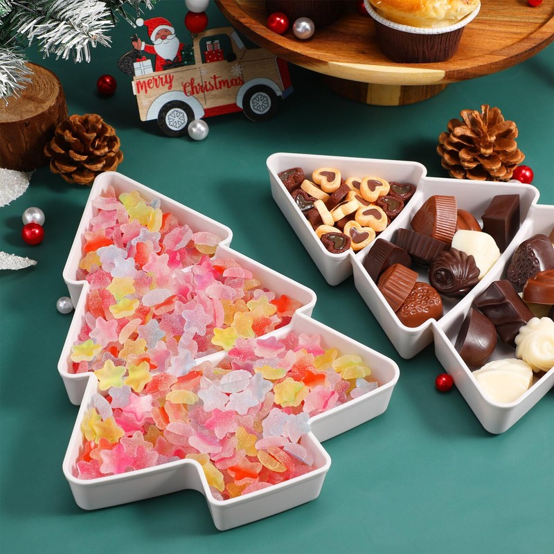 Angoily 2Pcs Christmas Tree Shaped Dish Plate, Christmas Tree Plates