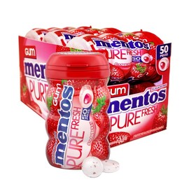 Mentos Pure Fresh Sugar-Free Chewing Gum with Xylitol, Strawberry, 50 Count (Pack of 6)