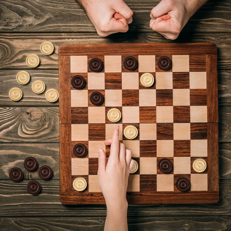 Bivomon Classic Wooden Checkers Stackable Pieces, Backgammon Pieces, Set of