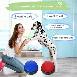 Gelabur Set of 2 Dog Buttons for Communication, Voice Recordable Buttons for Classroom, Dog Training Talking Buttons Starter Set, Pet Easy Speaking Buttons Tools