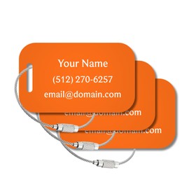 3 Pack - Custom Luggage Tags for Suitcases - 3.2" Wide x 2" Tall (Orange)