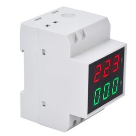 Voltage Ampere Meter, Digital Voltage Ampere Meter DIN-RAIL High Accuracy Double Display Voltmeter Ammeter AC80-300V AC0-99.9A