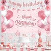 Roetyce Rose Gold Birthday Decorations for Women, Pink Happy Birthday