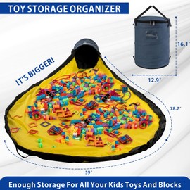 Vogano Toy Storage Organizer & Play Mat for Kids Bin Toys Box Boys Girls Playroom Holders Rooms (blue)